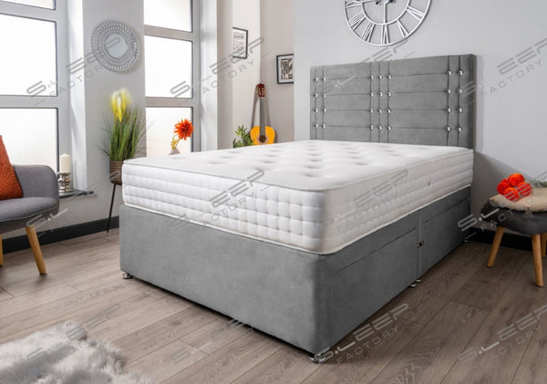 The Seine Diamante Divan Bed Set Suede