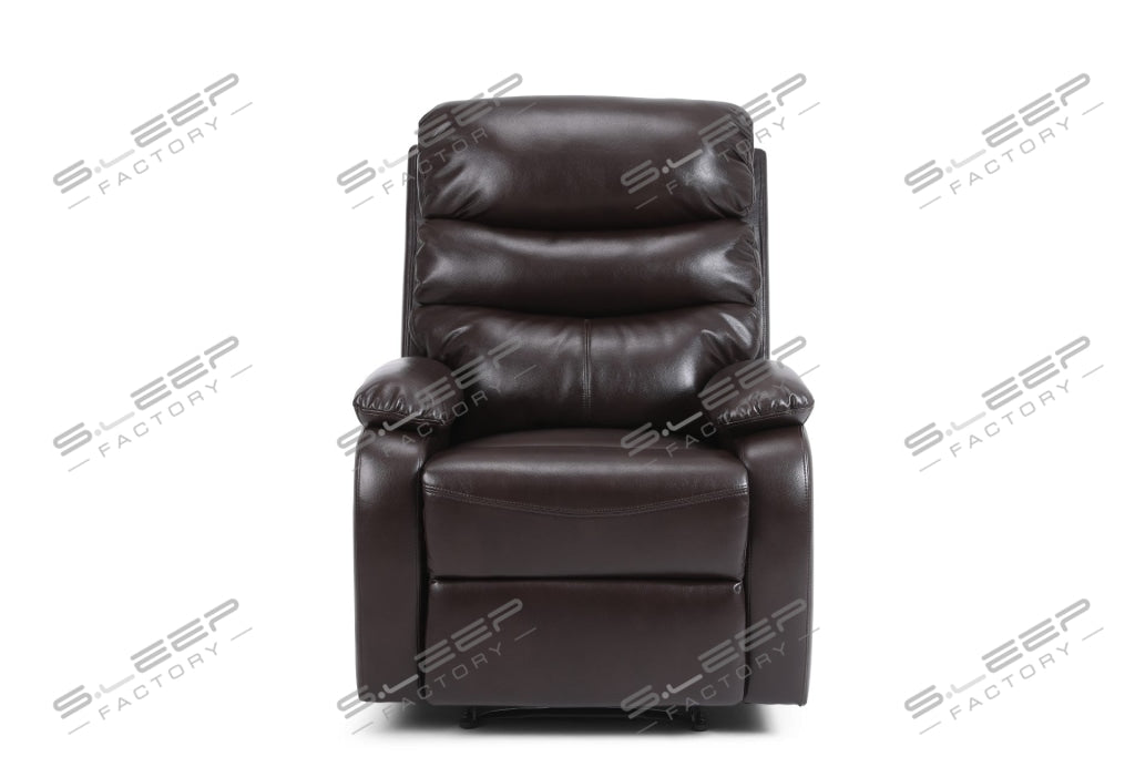 Zaragoza Leather Upholstered Manual Recliner Brown