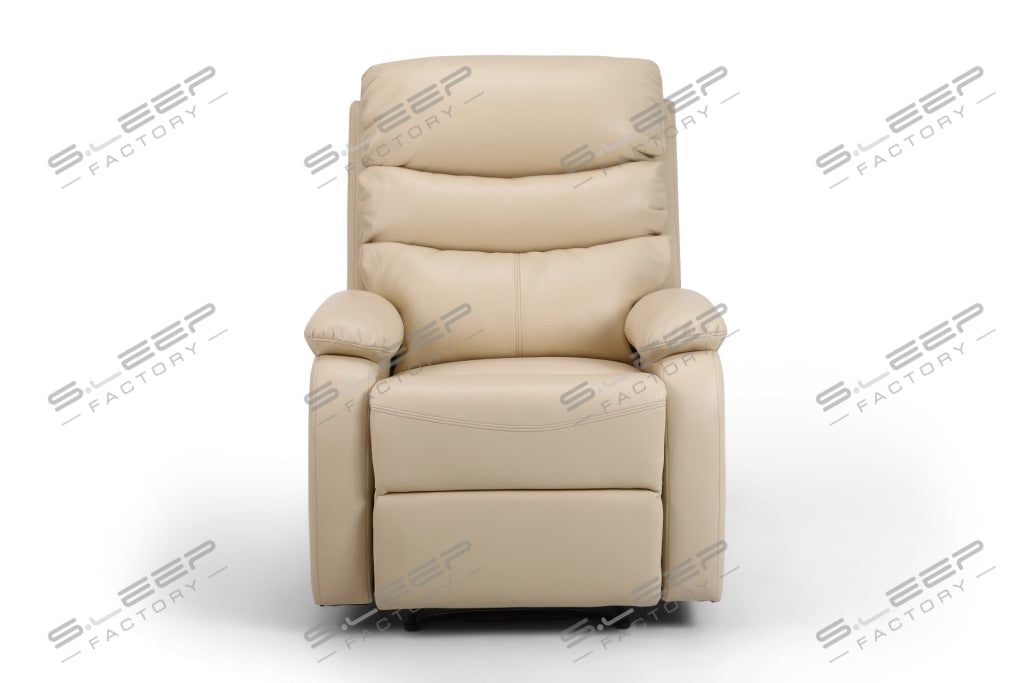 Zaragoza Leather Upholstered Manual Recliner Cream