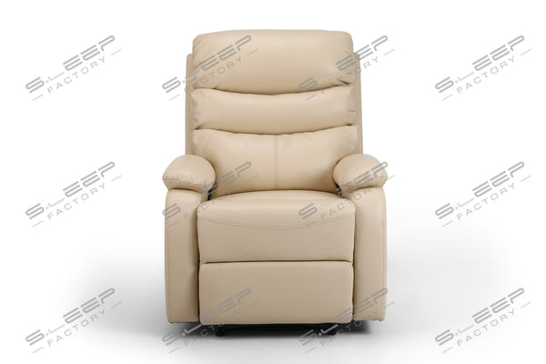 Zaragoza Leather Upholstered Manual Recliner Cream